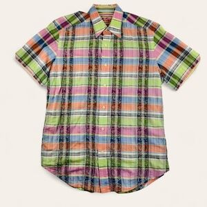 Robert Graham Multicolor Plaid Button-Up Shirt Flip Cuff Men's M